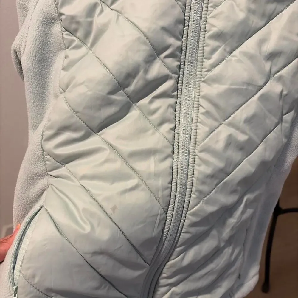 New Balance Women's Mint Green Quilted Hybrid Fleece Zip Hoodie Jacket Size S